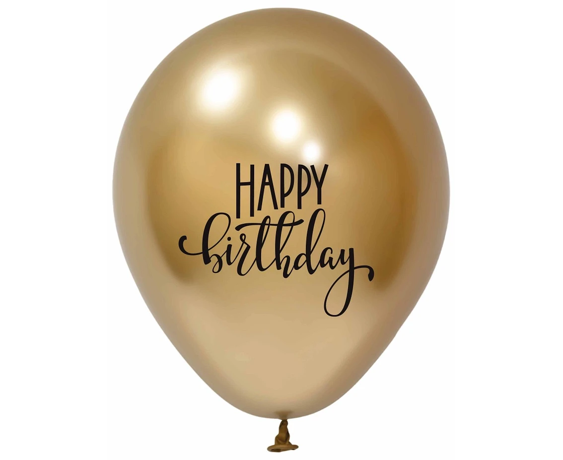 Balony Happy Birtday (platynowe kolory), 12"/ 5 szt.